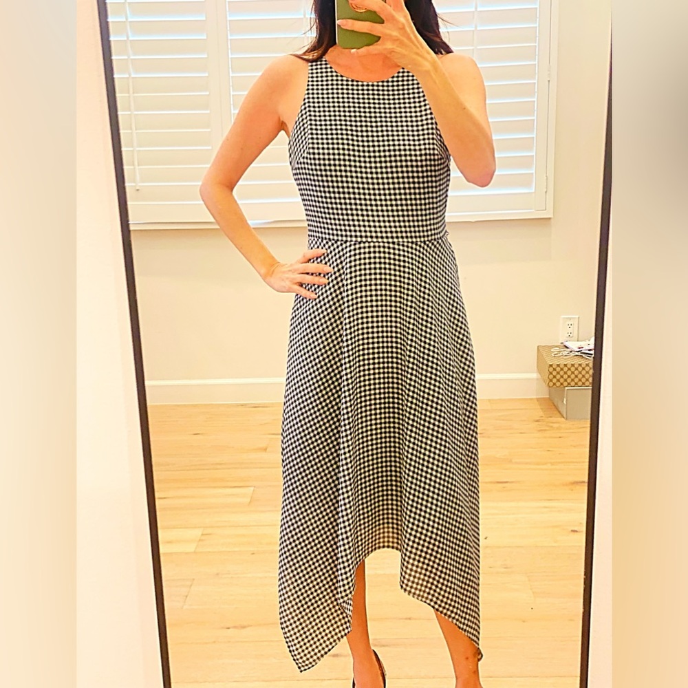 Banana Republic black and white gingham handkerchief hem dress size 2
